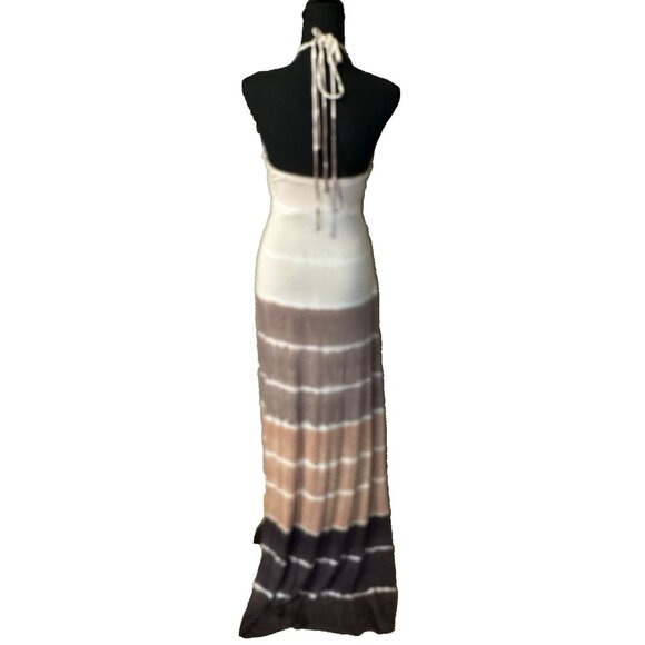 SKY Brand Maxi Dress M Soft Brown Tie Dye Braid Trim Stretch Long NEW - Picture 5 of 11